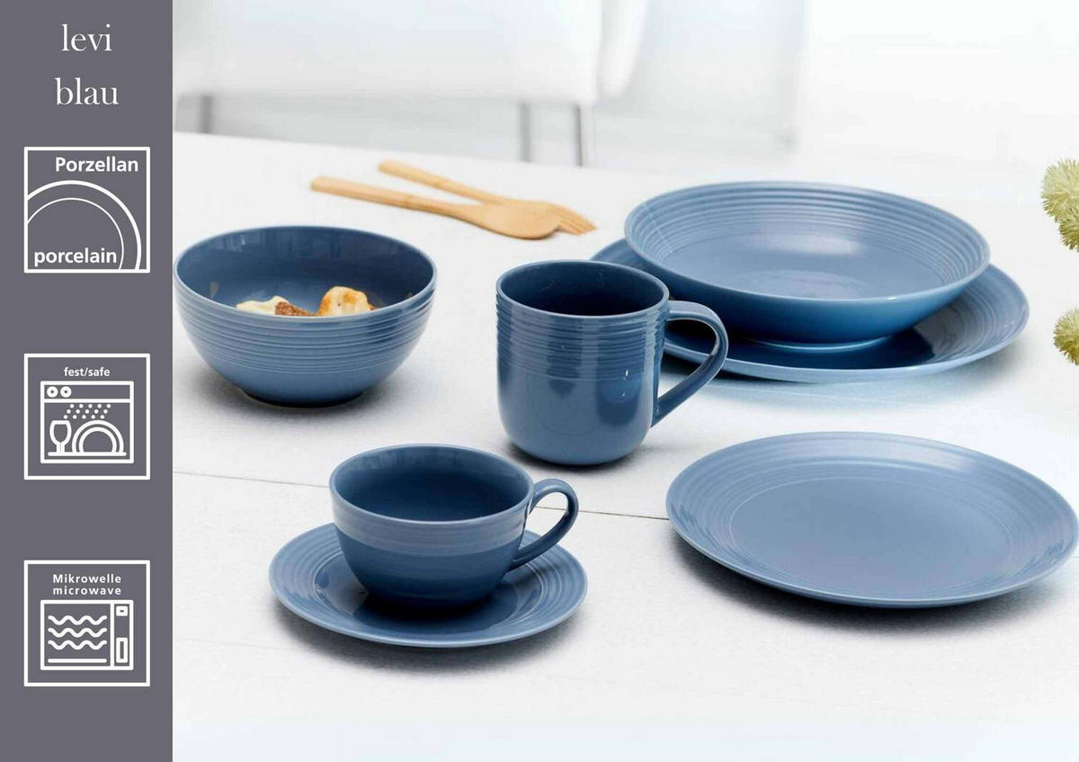KAFFEEBECHER Levi Blau 400 ml 6er Set - Blau, Keramik (0.4L) - Ritzenhoff Breker