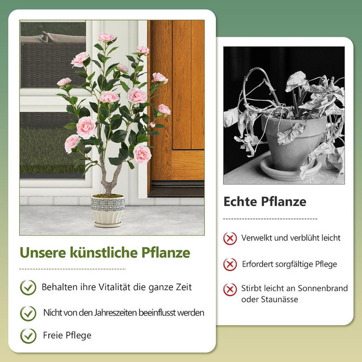 KUNSTBAUM mit Blüten rosa - Pink, Kunststoff (90cm) - COSTWAY