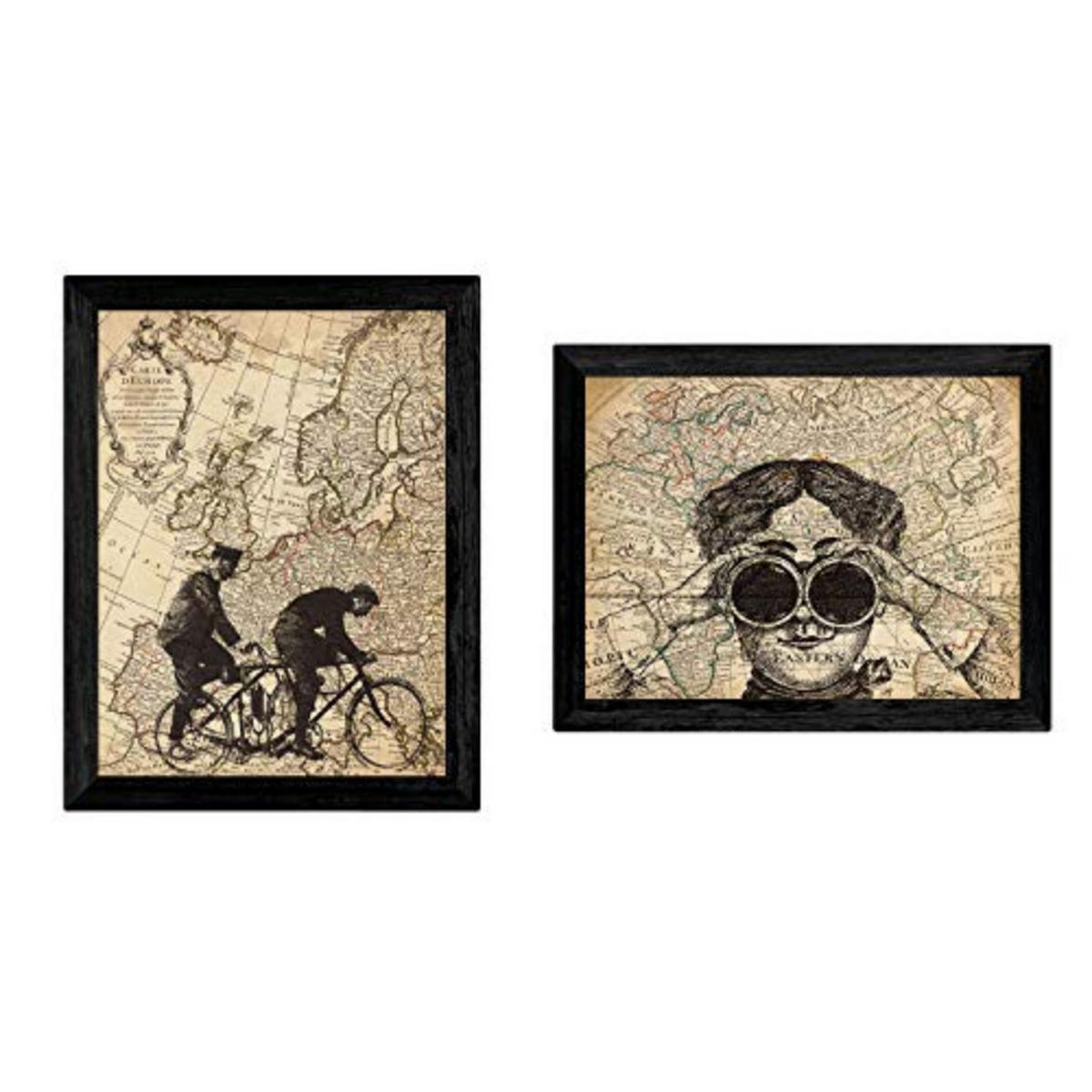 POSTER Set Mit 2 Vintage Blatt Packung Von Karten. A4 Rahmenlos - Klar, Papier (29.7/5/21cm) - Nacnic