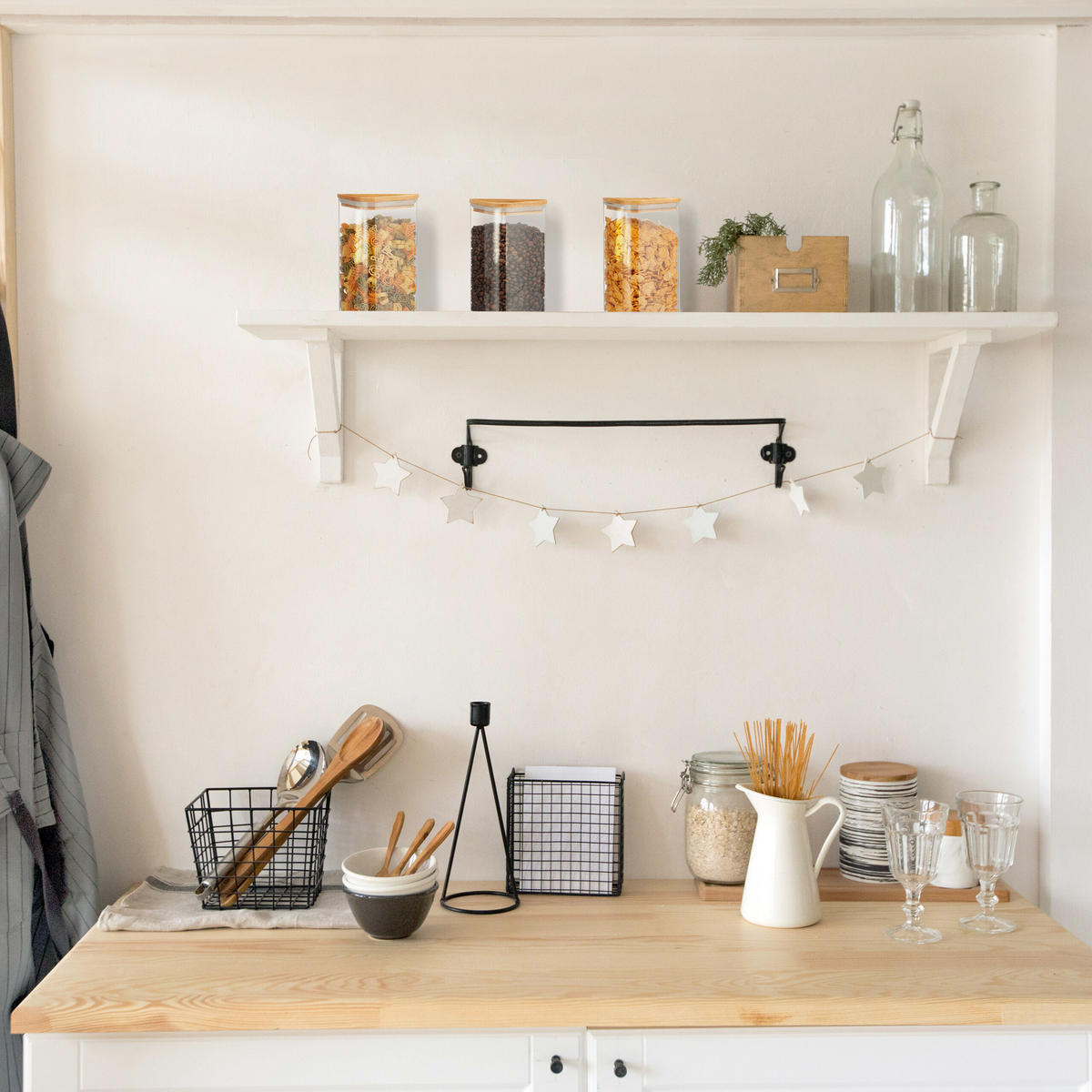 3XVORRATSGLAS - Transparent, Glas/Holz (10/17.5/10cm) - Relaxdays