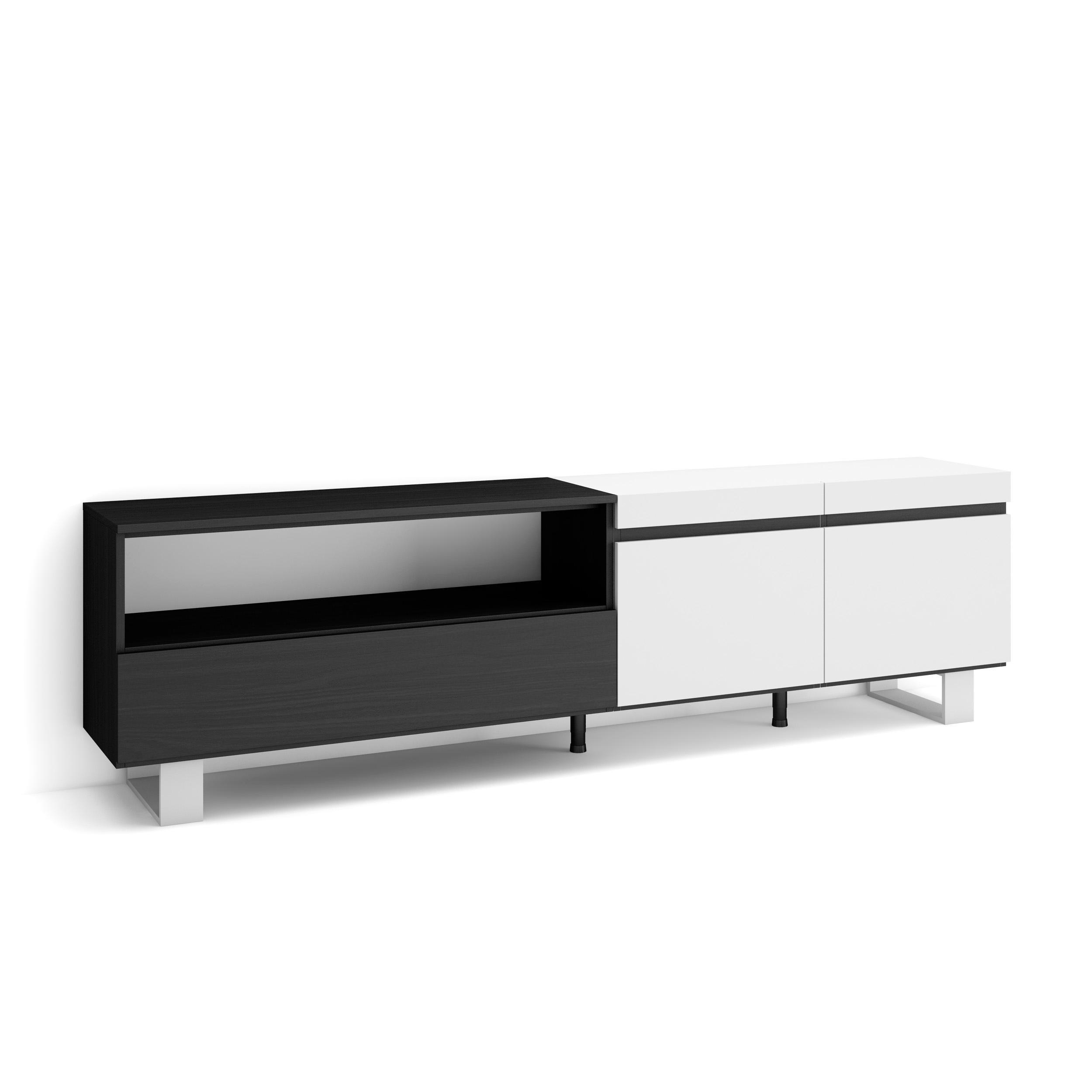 Skraut Home Lowboard, Schwarz, Weiß 200x57x35 cm