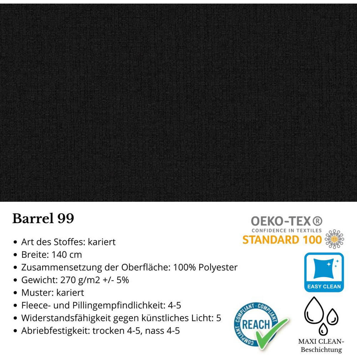 ECKSCHLAFSOFA Draco L Schwarz - Schwarz, Textil/Metall (268/183cm) - Beautysofa