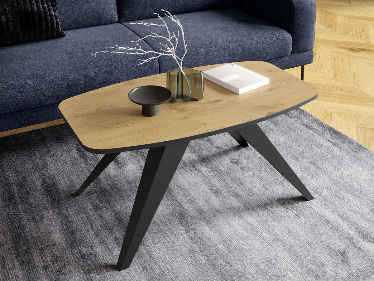 COUCHTISCH Luna - Schwarz/Naturfarben, Holzwerkstoff/Metall (60/120/48cm) - MIRJAN24