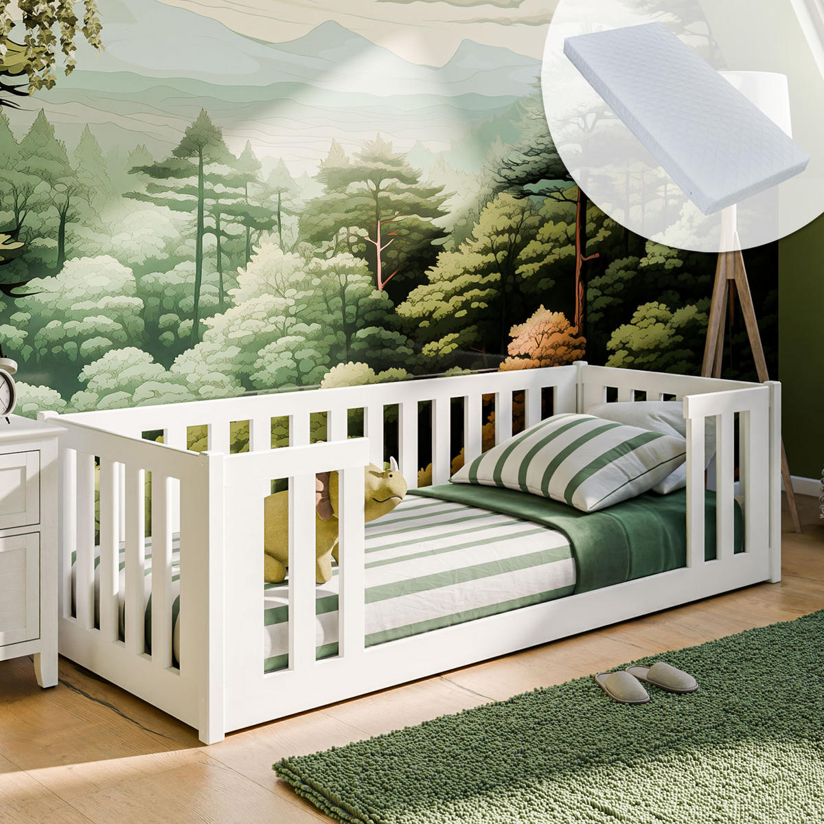 KINDERBETT 90x200 cm mit Matratze - Weiß, Holz (90/200cm) - Kids Collective