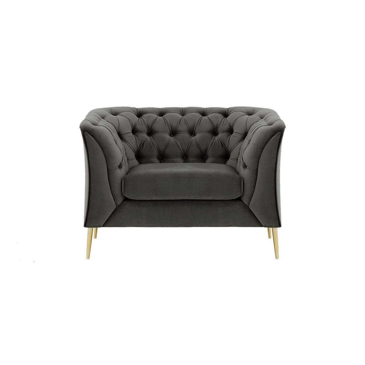 SESSEL Chesterfield Modern-Velluto 19 - Dunkelgrau, Holz/Textil (106/74/80cm)
