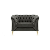 SESSEL Chesterfield Modern-Velluto 19 - Dunkelgrau, Holz/Textil (106/74/80cm)