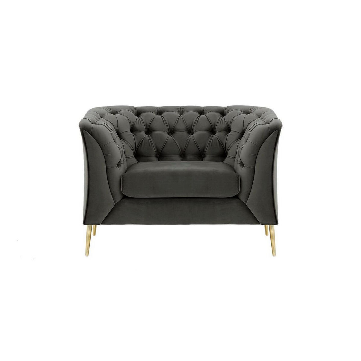 SESSEL Chesterfield Modern-Velluto 19 - Dunkelgrau, Holz/Textil (106/74/80cm)