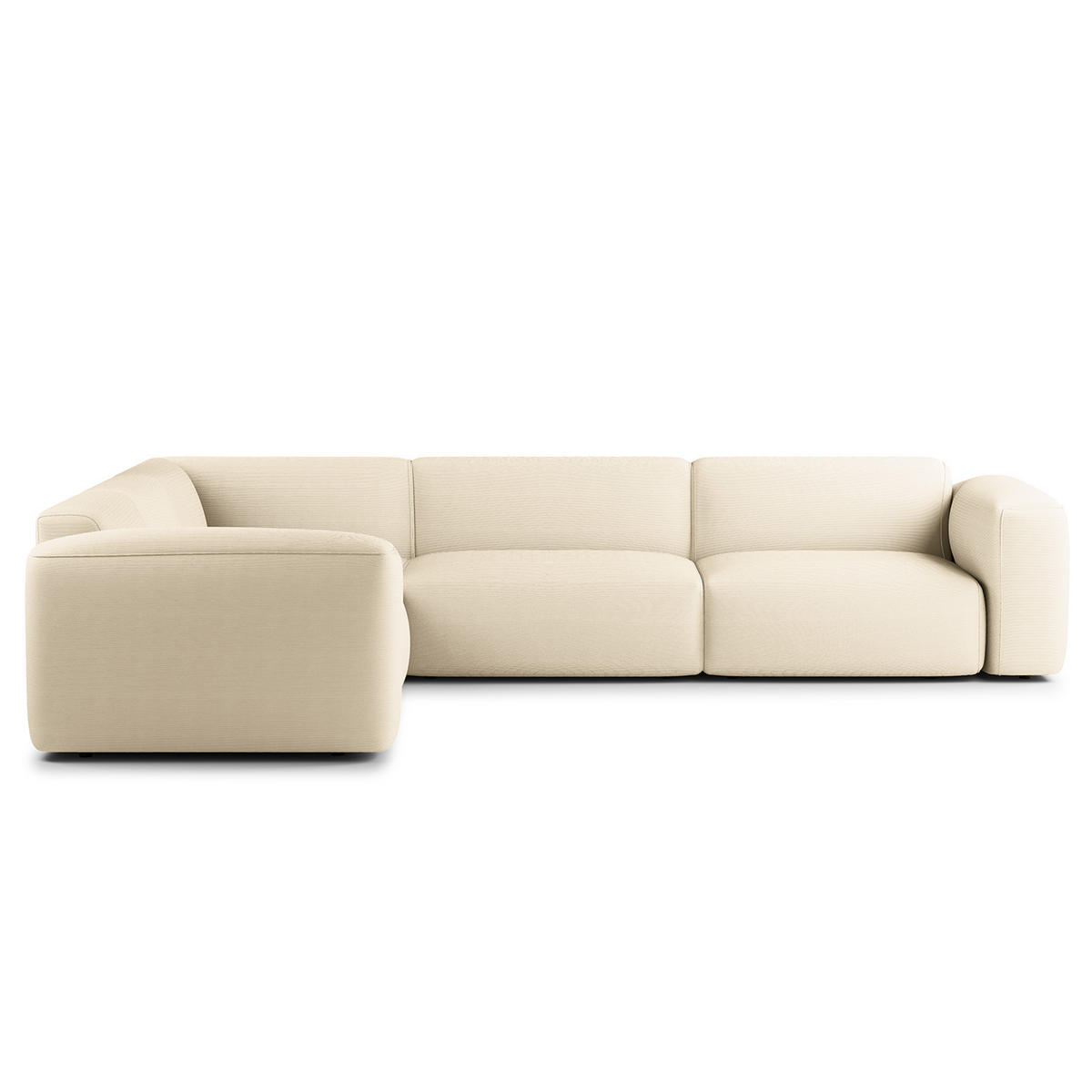 ECKSOFA mit Rundecke - Beige/Schwarz, Kunststoff/Textil (325/260cm) - home24