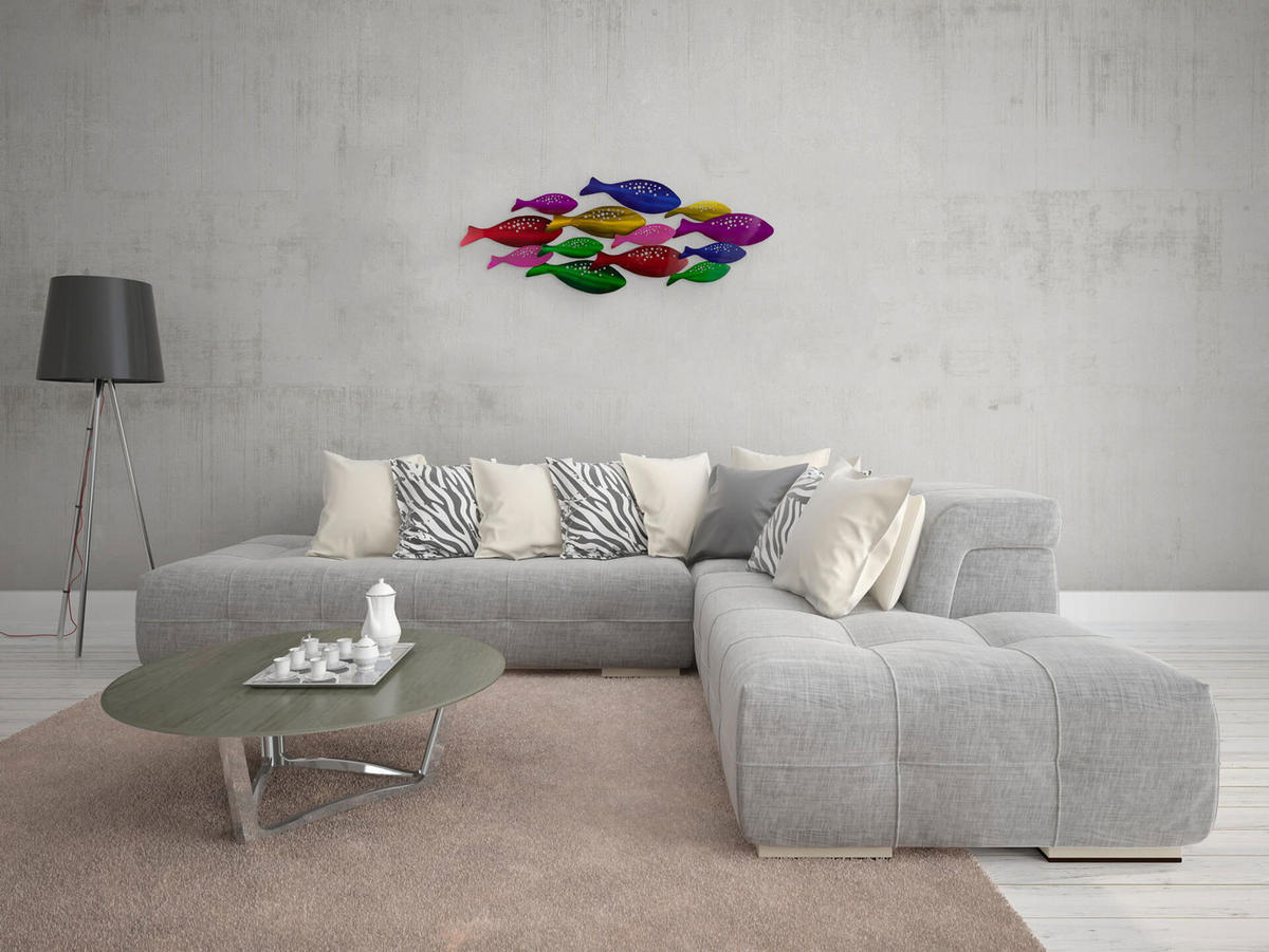 WANDDEKO Bunt 120/44 cm - Multicolor, Metall (3.17/44/5cm) - KUNSTLOFT