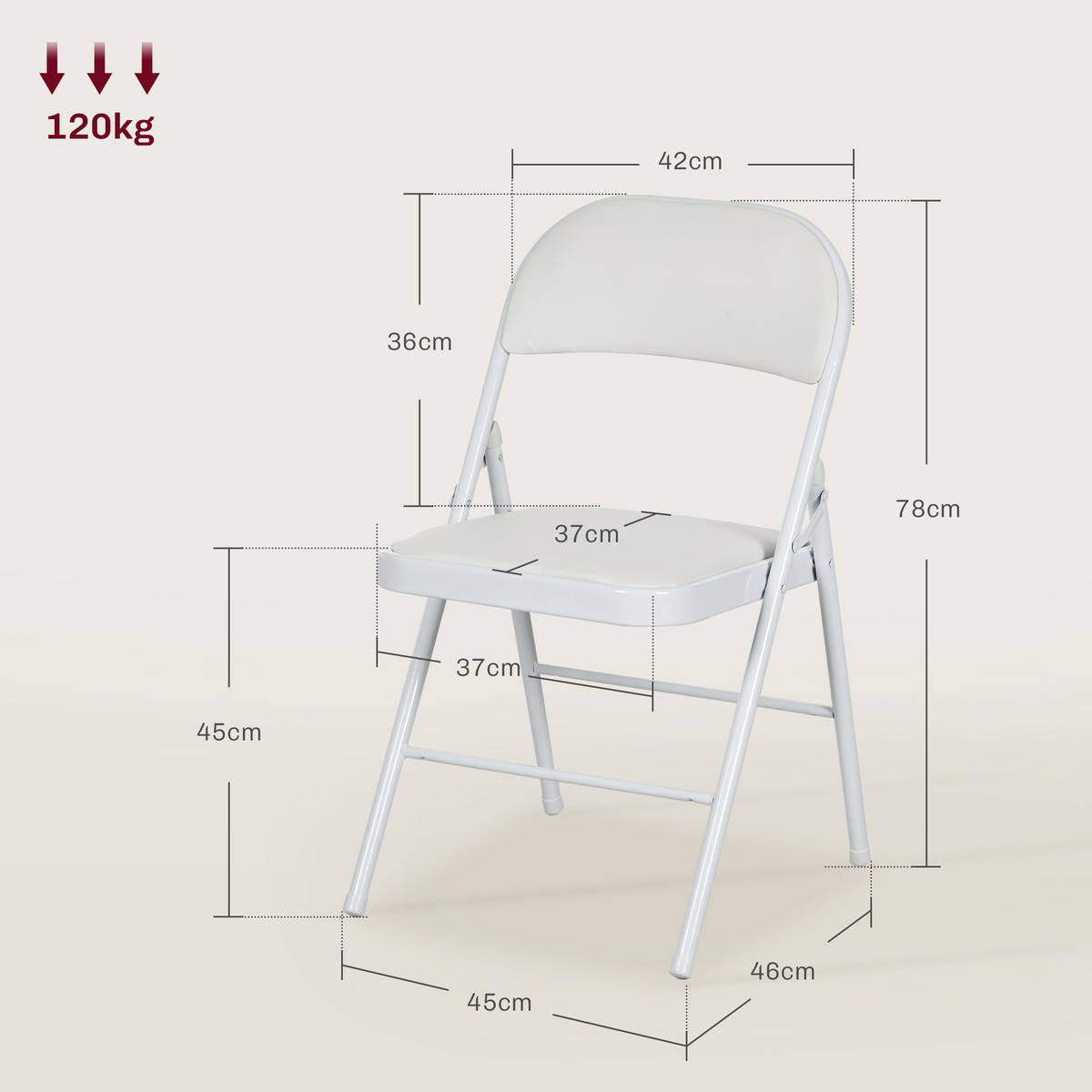 KLAPPSTUHL 4er-Set Weiß 46.0/45.0/78.0 cm - Weiß, Leder (45/78/46cm)