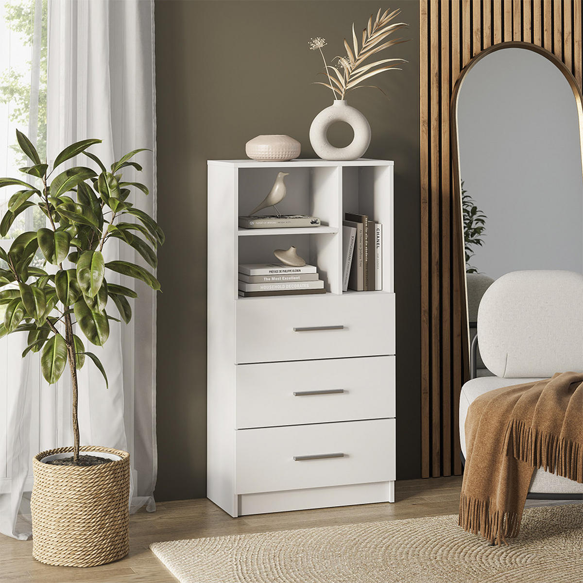 UNIVERSALSCHRANK Tomy, Weiß, 60 x 120 cm mit 3 Schubladen - Weiß, Holzwerkstoff (60/120/31.6cm) - Vicco