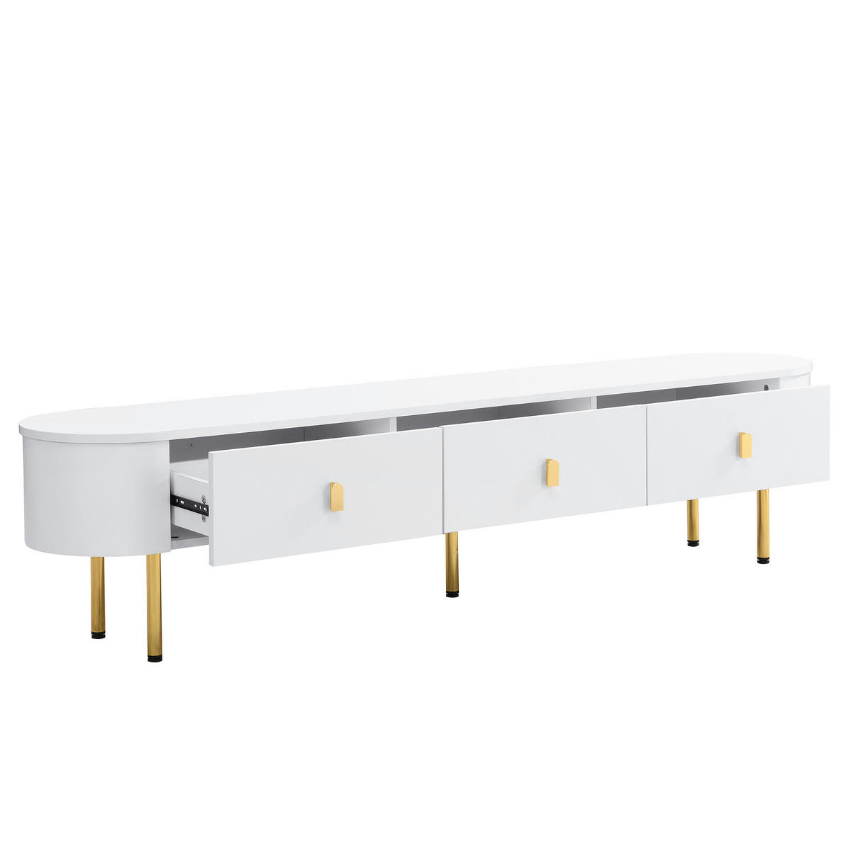 LOWBOARD 174/35/41 cm Weiß/Gold aus MDF mit 3 Schubladen - Weiß, Holzwerkstoff (35/41/174cm) - OKMYHOME