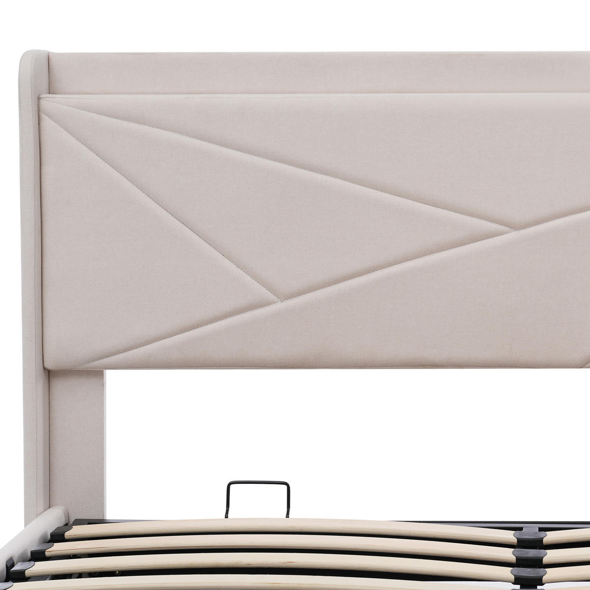 POLSTERBETT aus Baumwollleinen 180x200 cm in Beige mit USB & Typ-C, Bettkasten - Beige, Textil (180/200cm) - Modfu