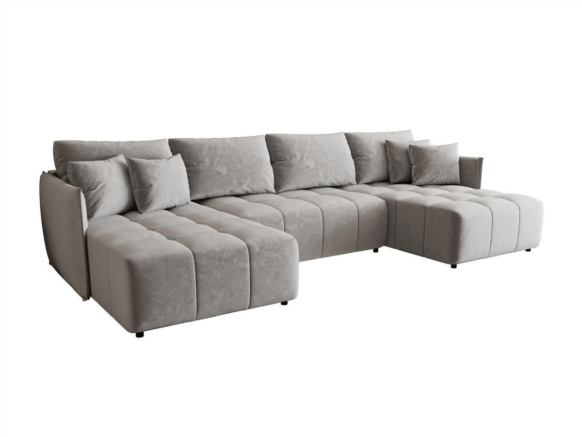 WOHNLANDSCHAFT Treviso - Hellgrau, Holzwerkstoff/Textil (342/88/185cm) - Fun Möbel