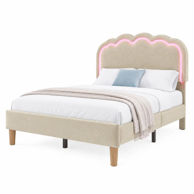 Beauniv Polsterbett Beige 90x190 cm