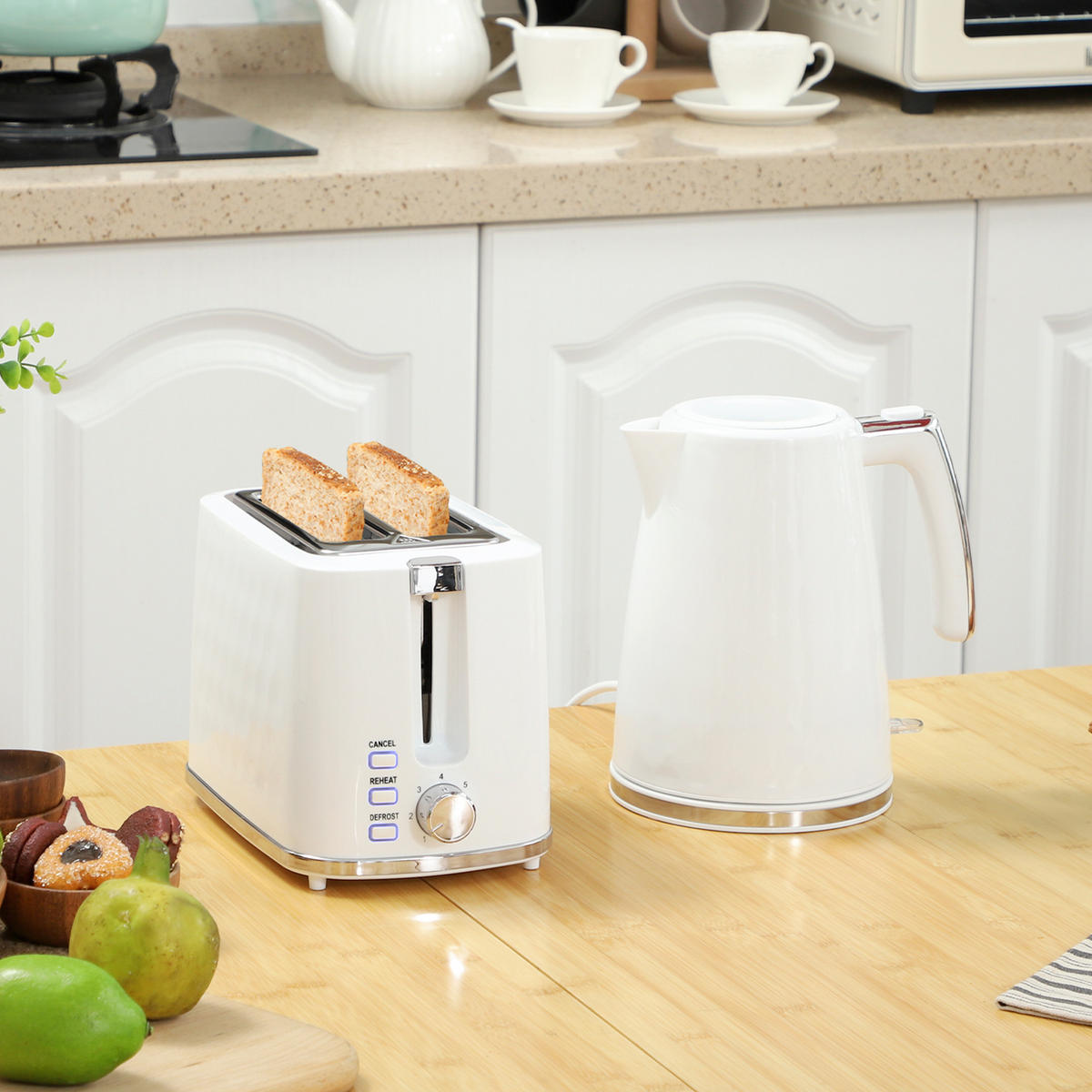 WASSERKOCHER-TOASTER-SET DE-17463 Weiß - Weiß, Metall (16.7/23.2/22.2cm) - ComfortXL