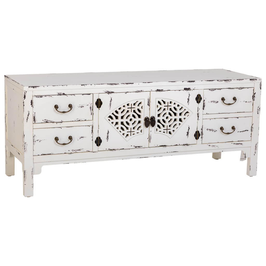 LOWBOARD niedriges mit 4 Schubladen und 2 Türen 120x40x50 cm - Weiß, Holz (120/50/40cm) - Wanderlust