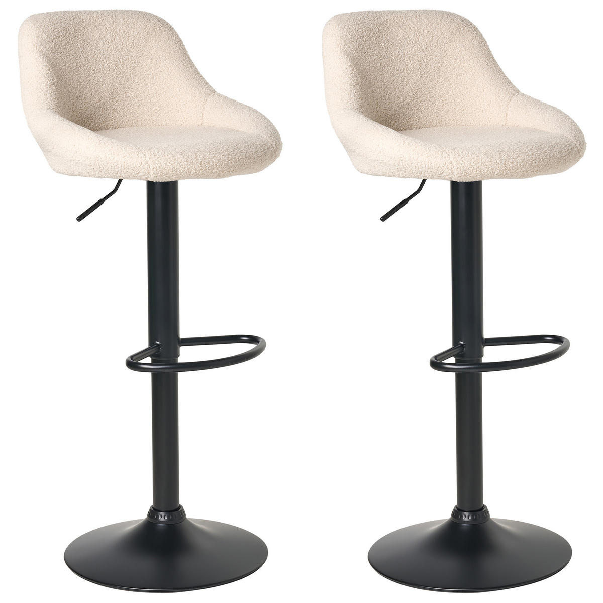 BAROVÁ STOLIČKA sada 2 ks Bouclé otočná Světle béžová Medulin - černá/béžová, textil (47/83/39cm) - Beliani