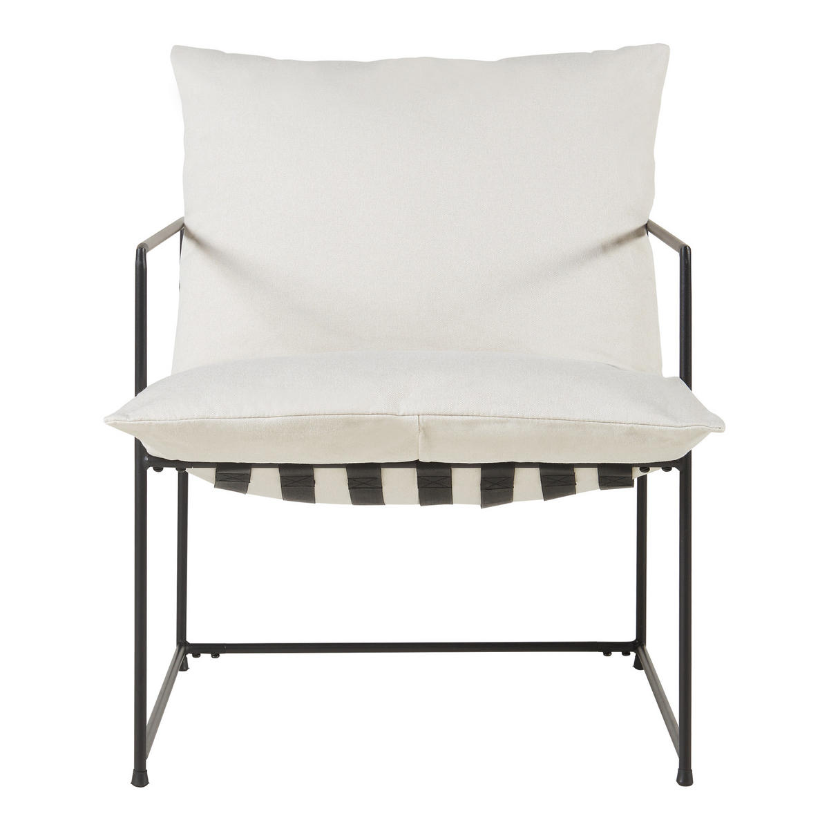 SESSEL Utsjoki - Beige/Schwarz, Textil/Metall (61/90/70cm) - [en.casa]