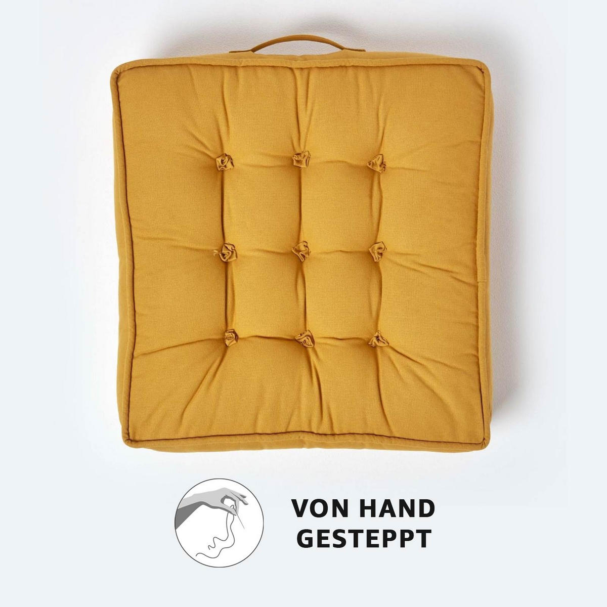 SITZKISSEN senfgelb 50/50/10 cm – Sesselkissen, Baumwolle - Gelb, Textil (50/50/10cm) - Homescapes