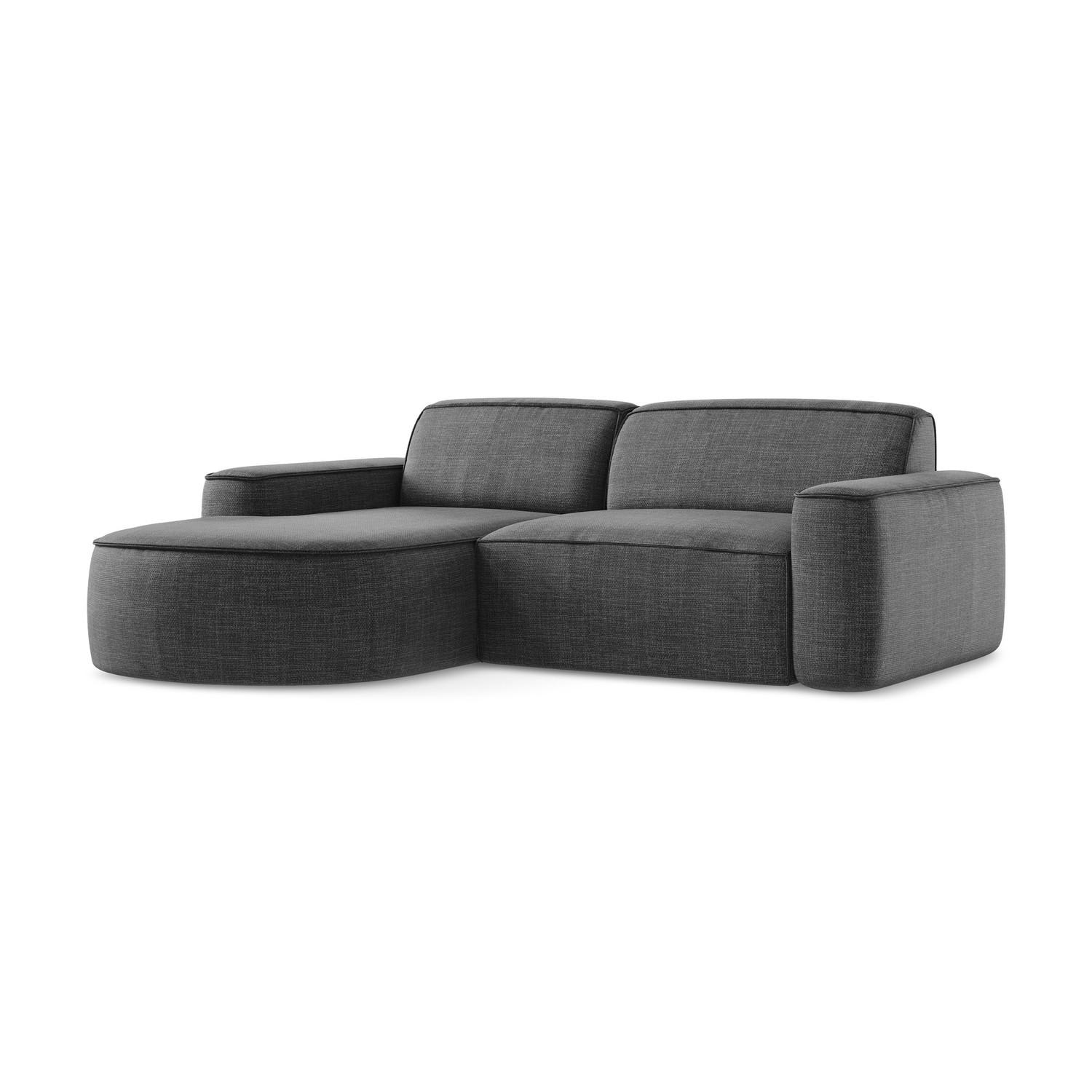ECKSOFA Links Strukturstoff Grau - Dunkelgrau/Schwarz, Holzwerkstoff/Kunststoff (224/166cm) - LaMiaSofa