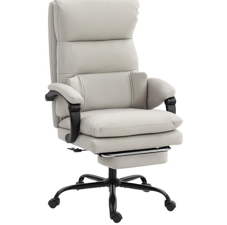 BÜROSTUHL höhenverstellbar mit Fußstütze Kunstleder Light Gray - Hellgrau, Kunststoff (60/121/66cm) - Meubliv