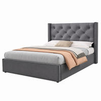 POLSTERBETT mit Bettkasten 140x200 cm Baumwolle Grau - Grau, Metall (140/200cm) - Beauniv