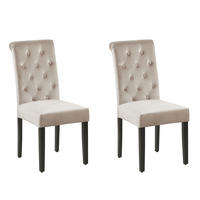 ESSZIMMERSTUHL 2er-Set Samtstoff Beige Velva - Beige, Holz/Textil (46/98/48cm) - Beliani