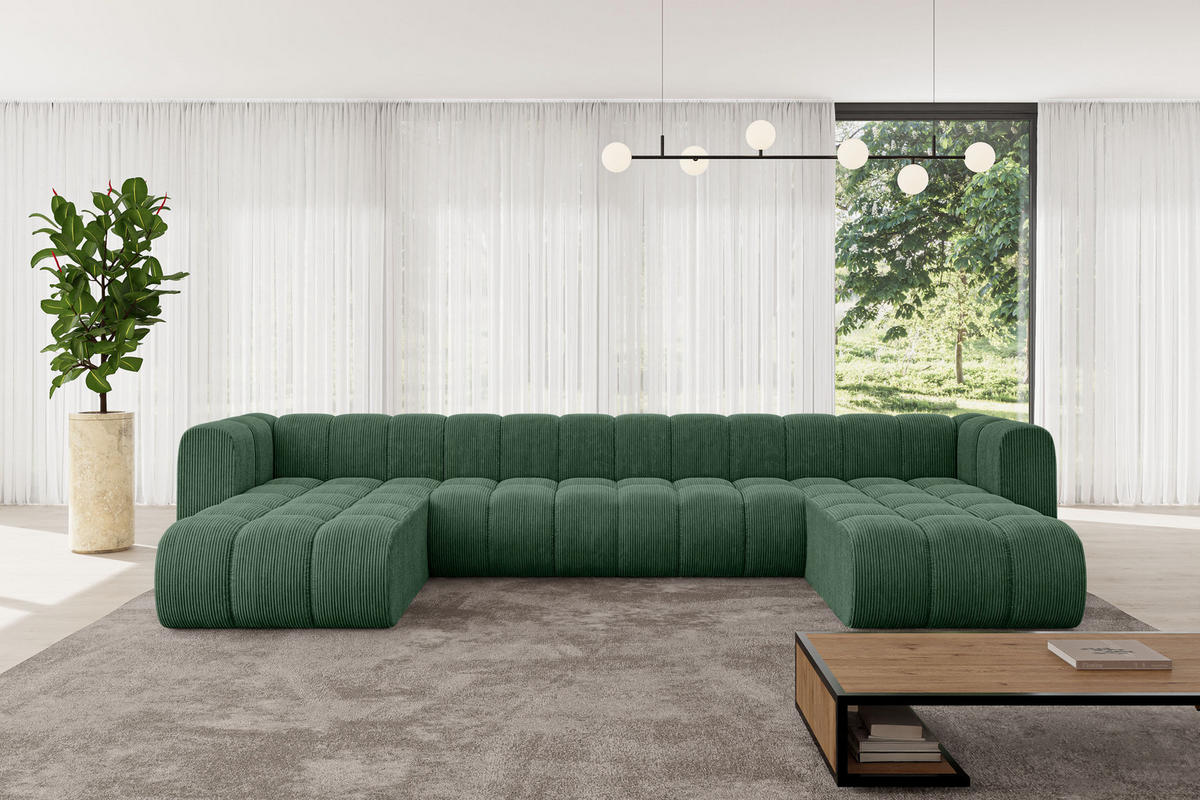 WOHNLANDSCHAFT modulares Sofa Joren-U2 - 410x177x70 cm Grün - Grün, Holzwerkstoff/Textil (410/70/177cm) - ALTDECOR