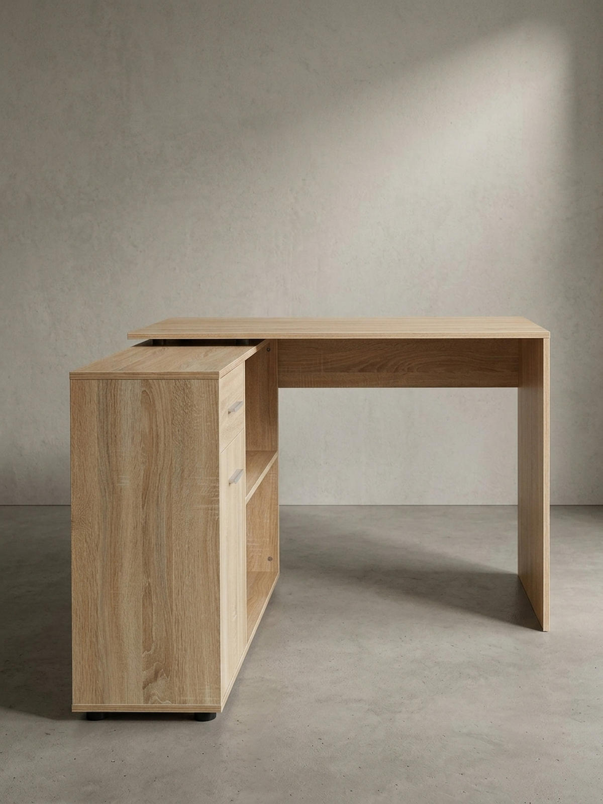 SCHREIBTISCH mit Regalplatte – flexibel aufstellbar, melaminbeschichtet, Sonoma, 120x107x75 cm - Beige/Braun, Holz/Kunststoff (107/120/75cm) - KADIMA DESIGN