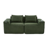 SOFA 2-Sitzer modular 188 x 90 x 75 cm Cord Grün - Grün, Kunststoff (188/75/90cm) - Meubliv