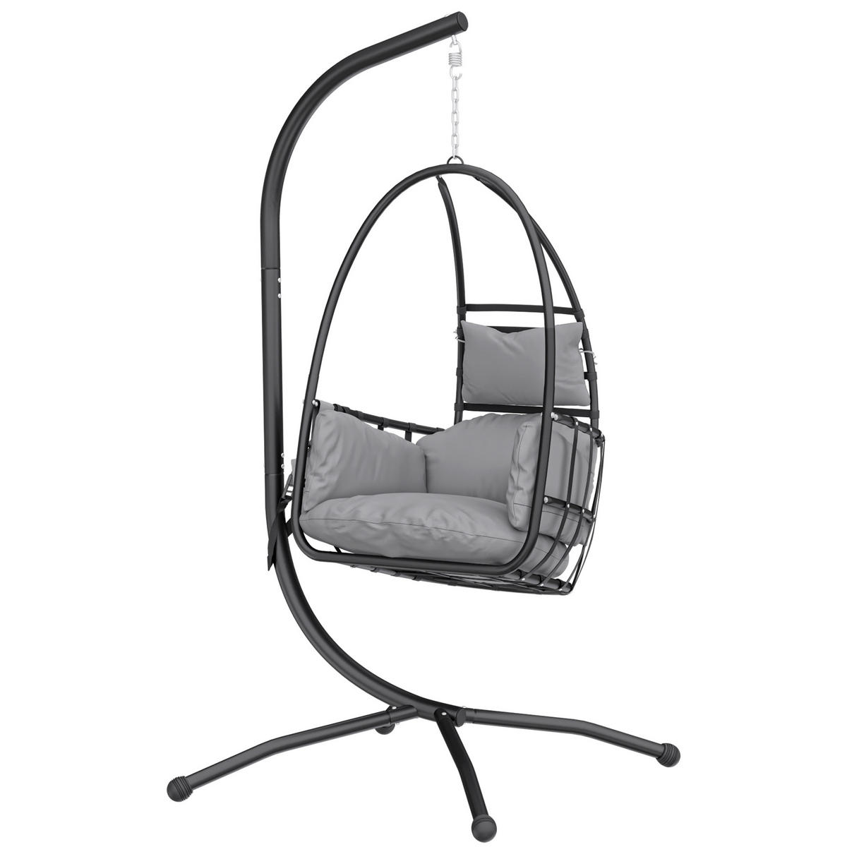 HÄNGESESSEL, eiförmig Korbgestell, dunkelgrau - Grau, Metall (21/83/83cm) - Vallsero