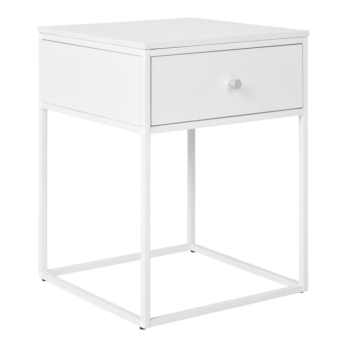 BEISTELLTISCH Vita Stahl, Spanplatte, Melaminfolie Weiß - Weiß, Metall (40/40/55cm) - tinkaro