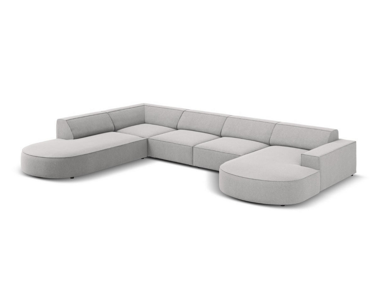 PANORAMASOFA links Jodie aus strukturiertem Stoff hellgrau 7 Sitzplätze - Hellgrau, Textil (262/70/364cm) - Micadoni