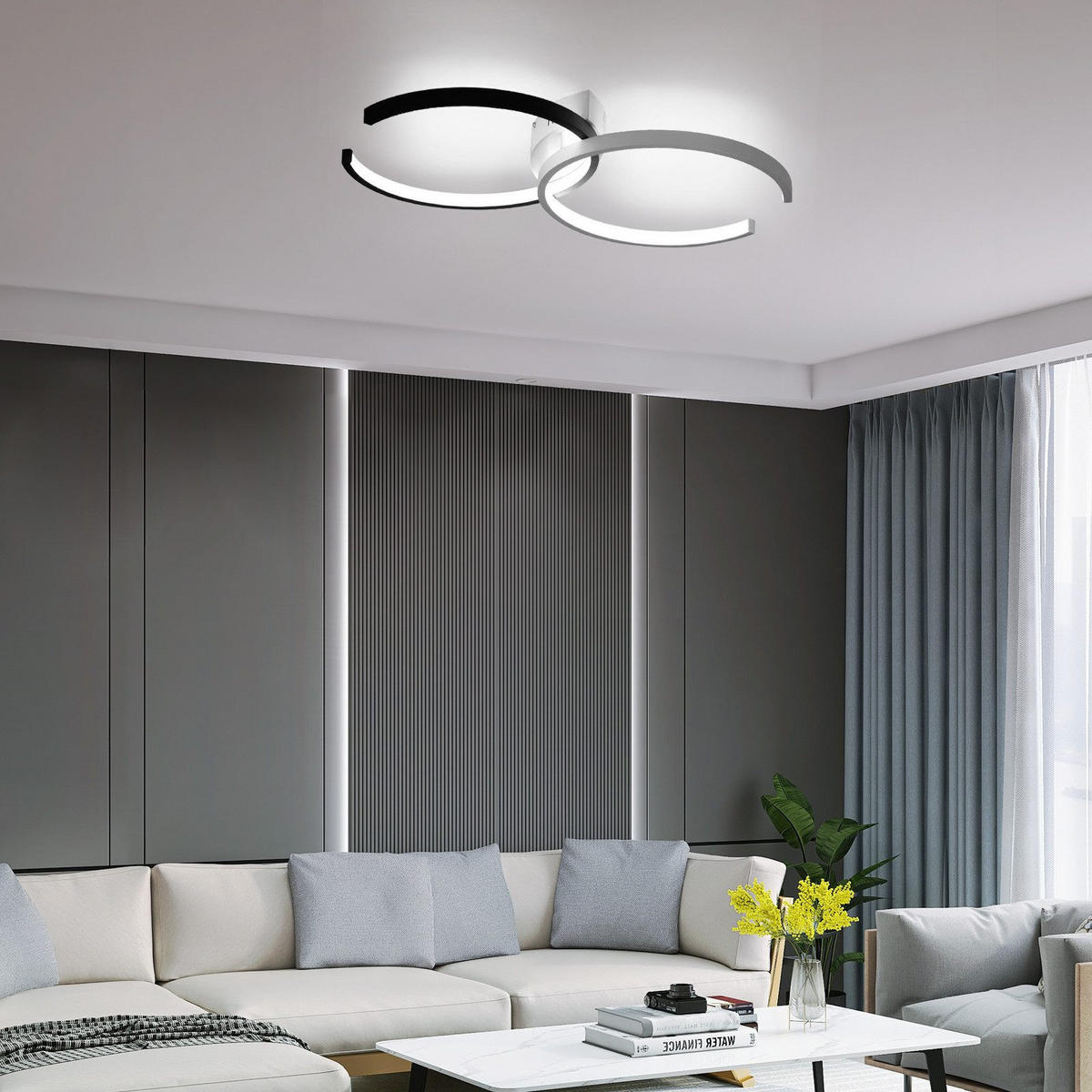 LED-DECKENLEUCHTE Dagmar 54/32/8.5 cm - Schwarz/Weiß, Metall (54/32/8.5cm) - Nettlife