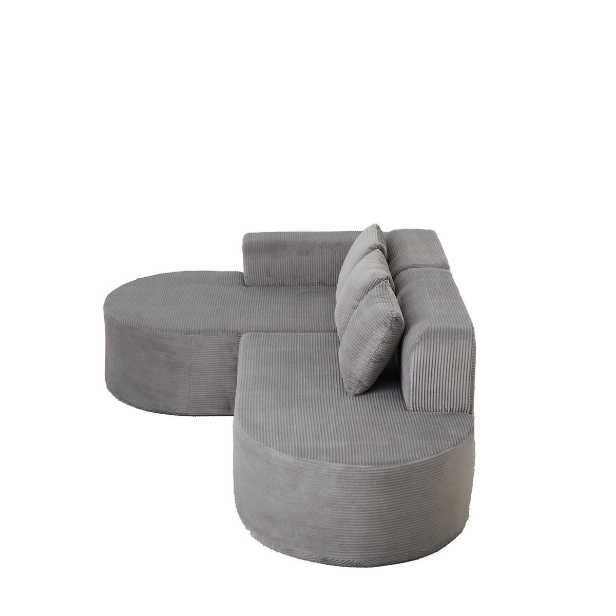 ECKSOFA 220/155/70 cm Grau Cord mit 3 Kissen, Linke Seite - Grau, Textil (220/155cm) - Oxeza