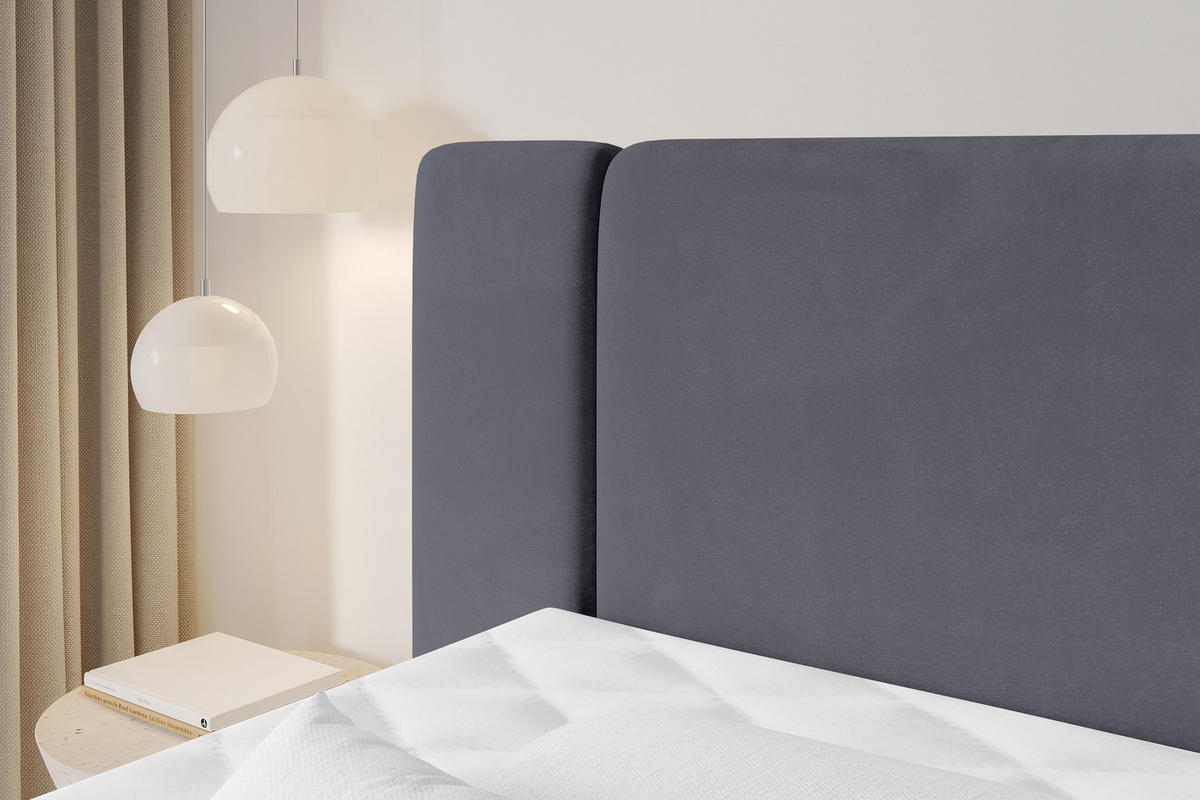 BOXSPRINGBETT mit Matratze H3/H4 - EVON KING - 140x200 cm Dunkelgrau - Dunkelgrau, Holzwerkstoff (140/200cm) - ALTDECOR