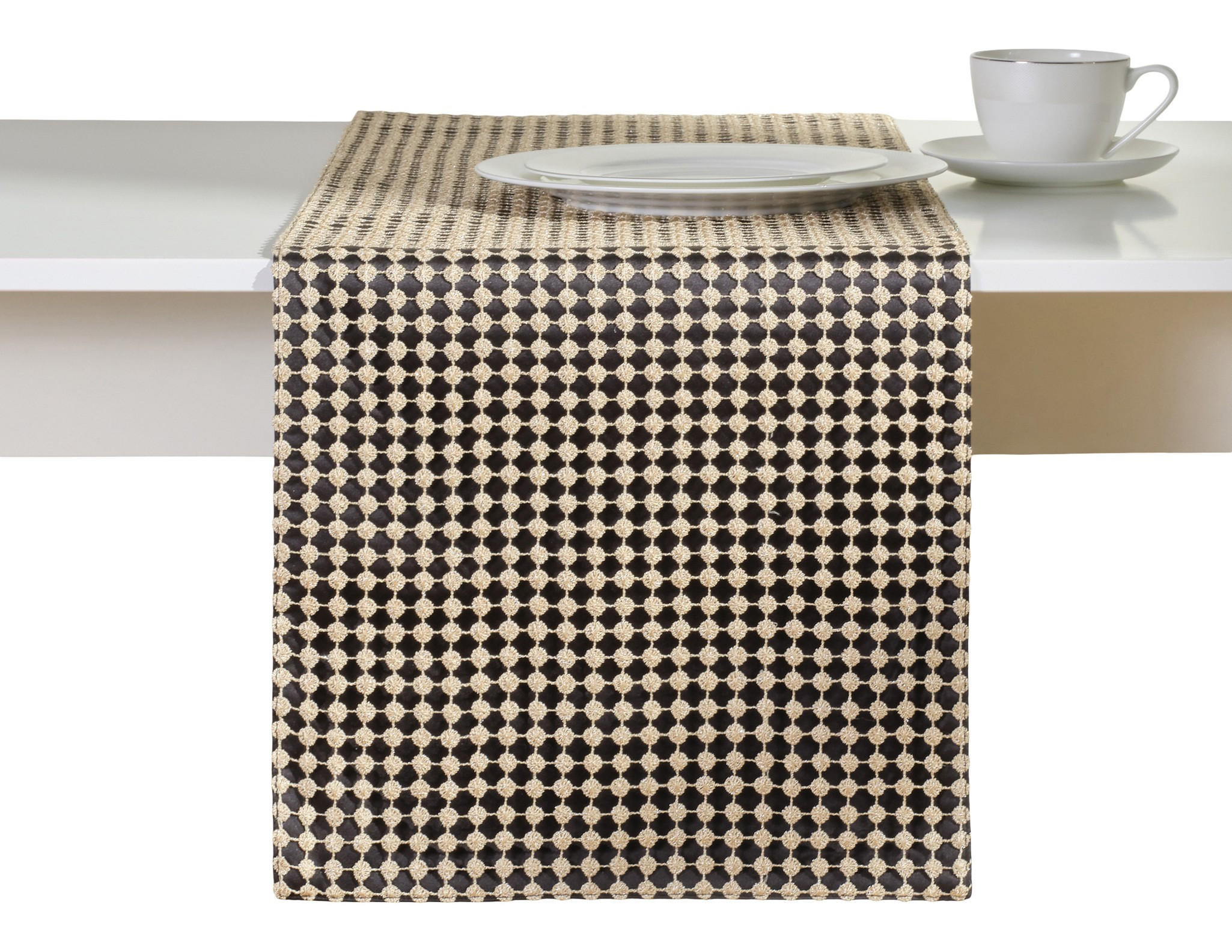 TISCHLÄUFER Antor - Schwarz, Textil (180/35/1cm) - home&you