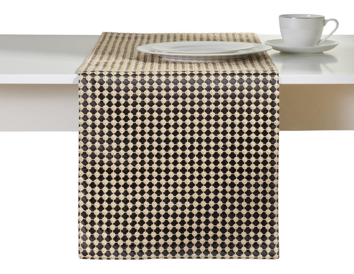 TISCHLÄUFER Antor - Schwarz, Textil (180/35/1cm) - home&you