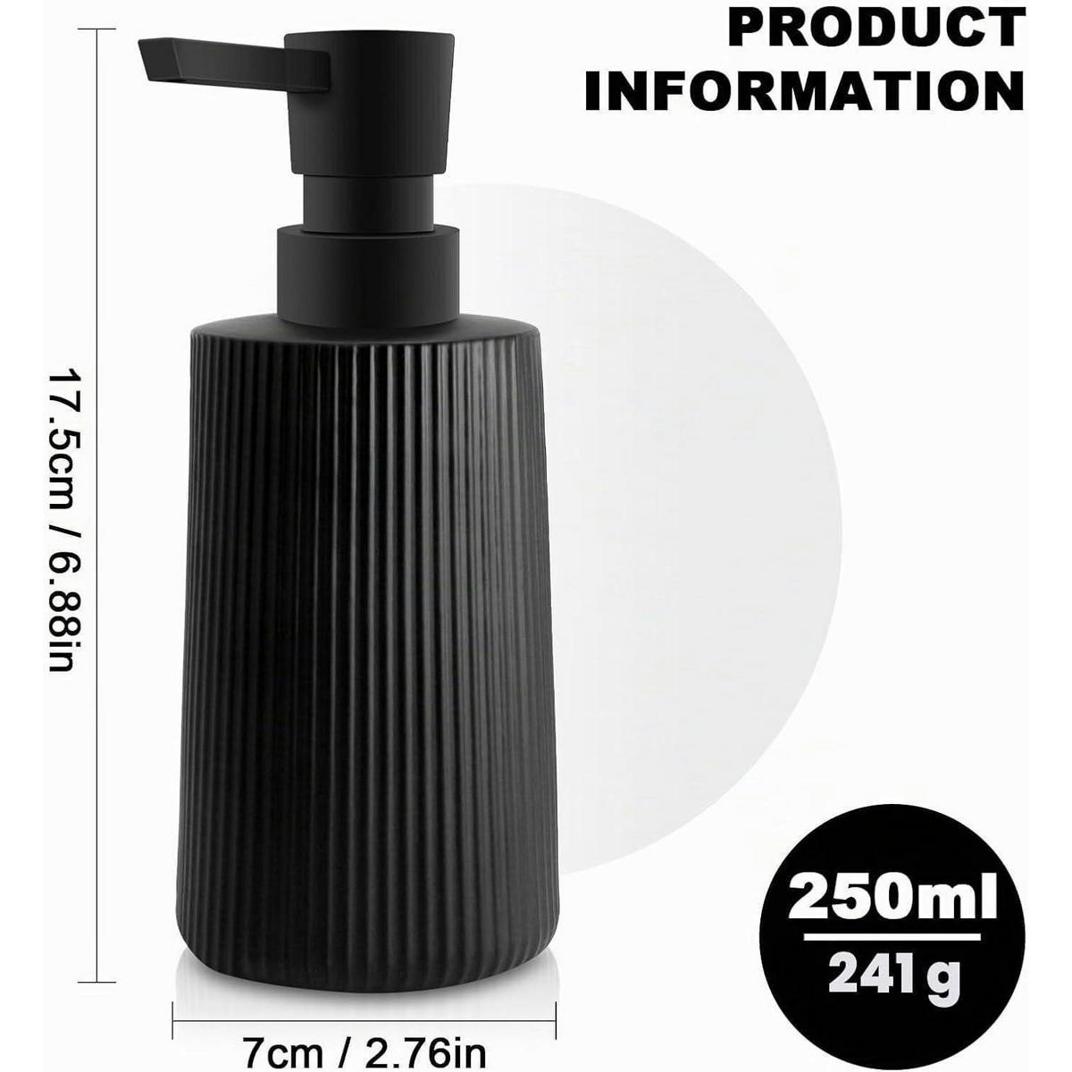 SEIFENSPENDER Glas Matt Schwarz 250ml - Schwarz, Glas (7/18/7cm)