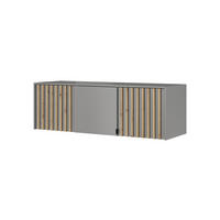 SCHRANKAUFSATZ STILO 3D 155 cm (Grau, Lamellen Artisan Eiche, 3 Türen, Metallgriffe) - Schwarz/Grau, Holz/Holzwerkstoff (155/50/51cm) - Ravio