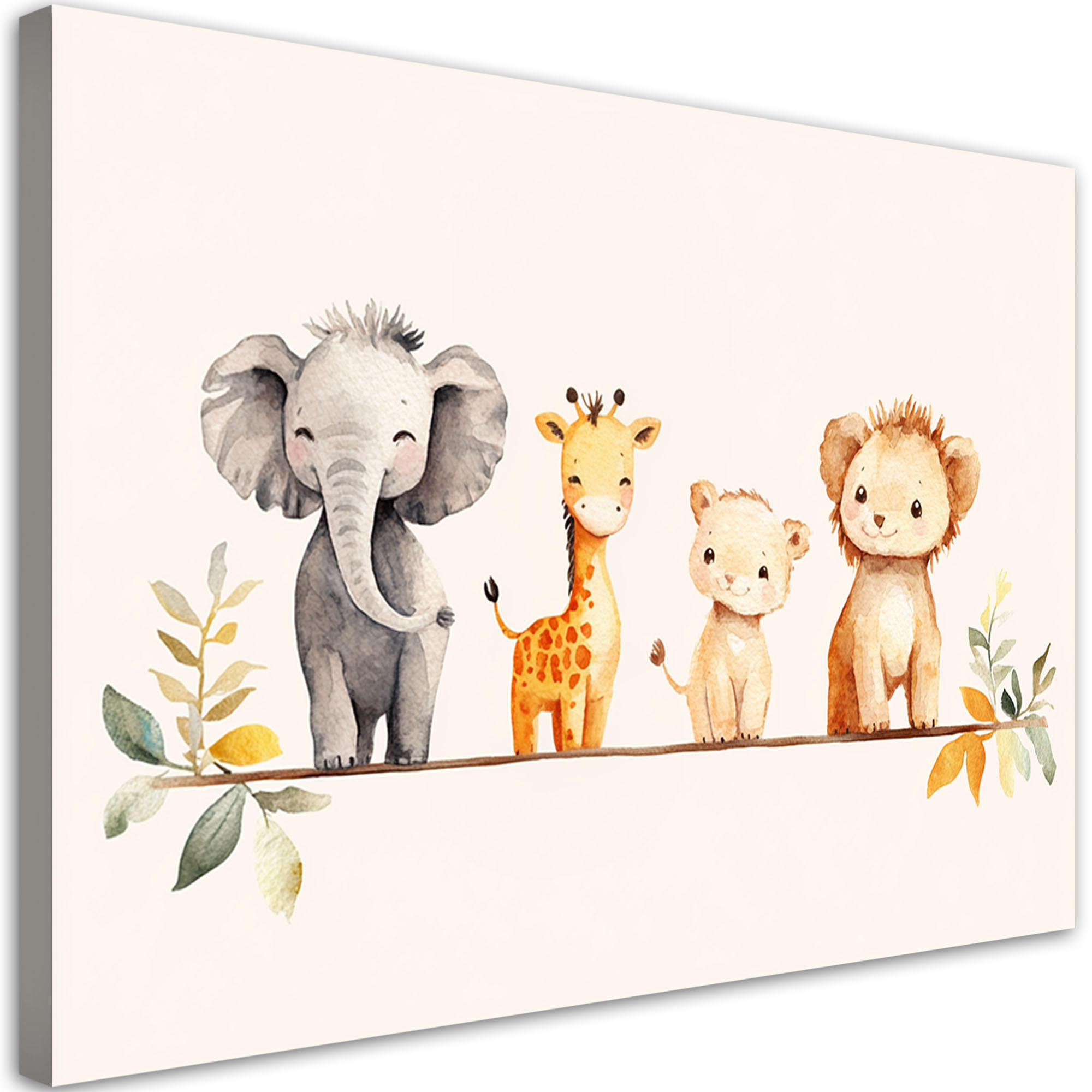 WANDBILD für kinderzimmer afrikanische bunte tiere in beige - Beige, Textil (60/40cm) - Feeby
