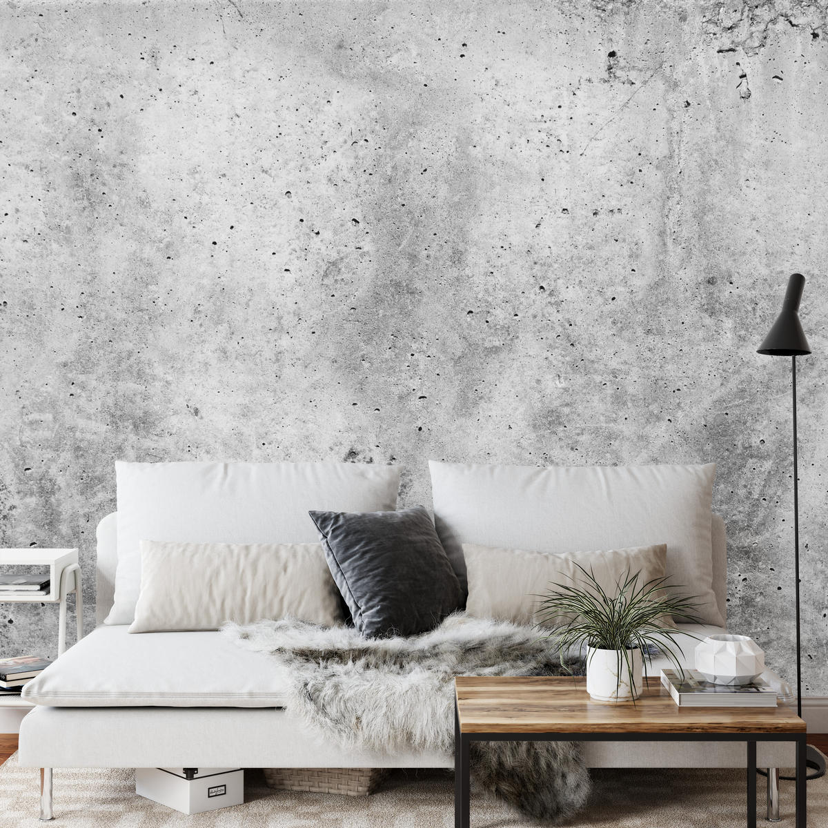 FOTOTAPETE Grauer Minimalistischer Beton Industrial Modern Loft 350x256 - Grau, Papier (350/256cm) - Muralo