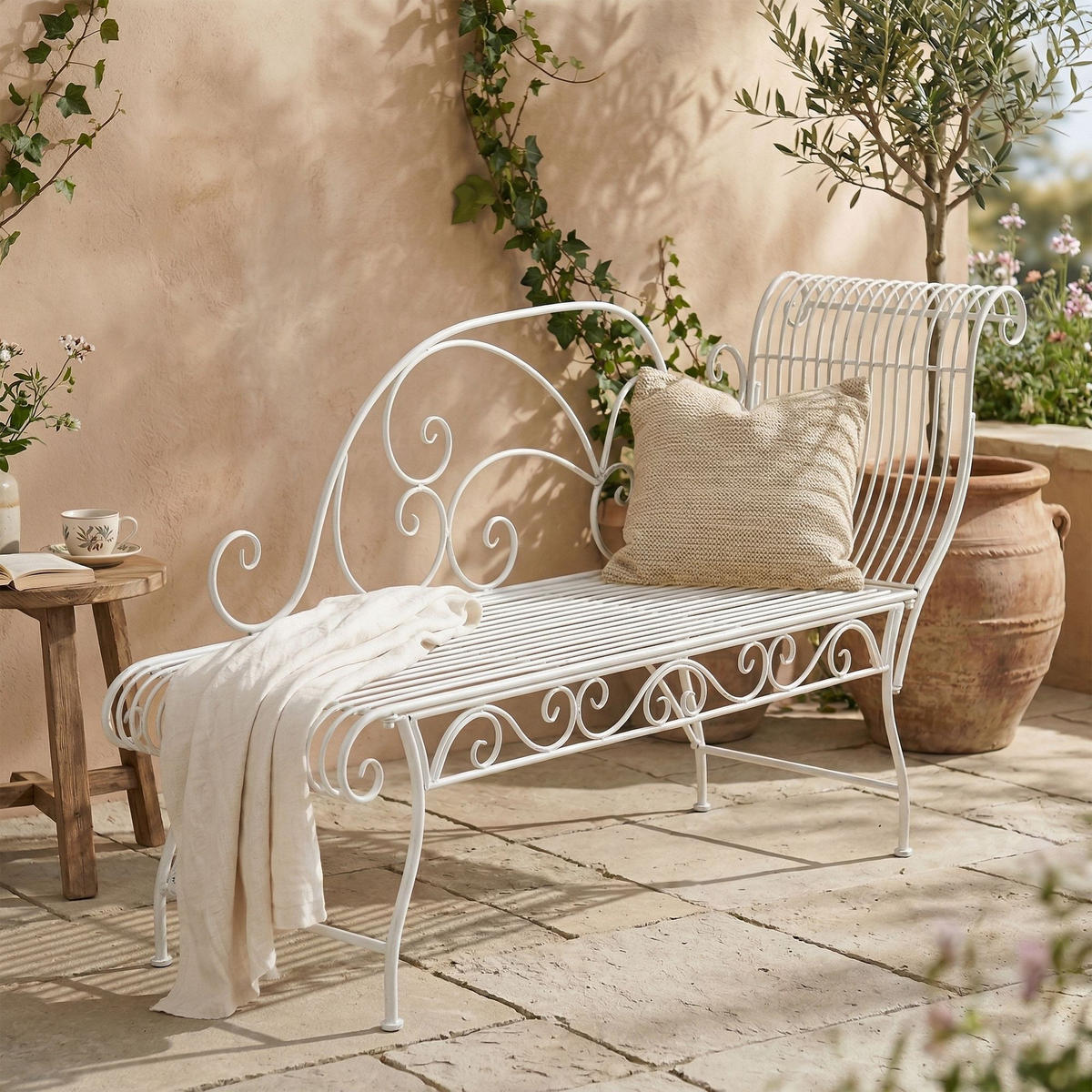 GARTENLIEGE Metall Weiß - Weiß, Metall (156/78/46cm) - CLP