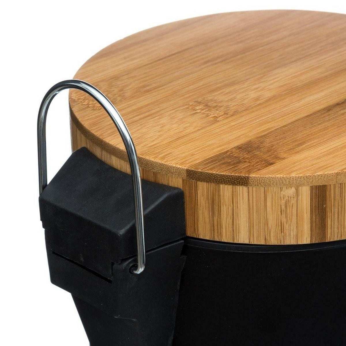 MÜLLEIMER mit Bambusdeckel Instant D'O 3 l 17/17/25,5 cm - Schwarz, Metall (17/25.5/17cm) - 5five Simply Smart
