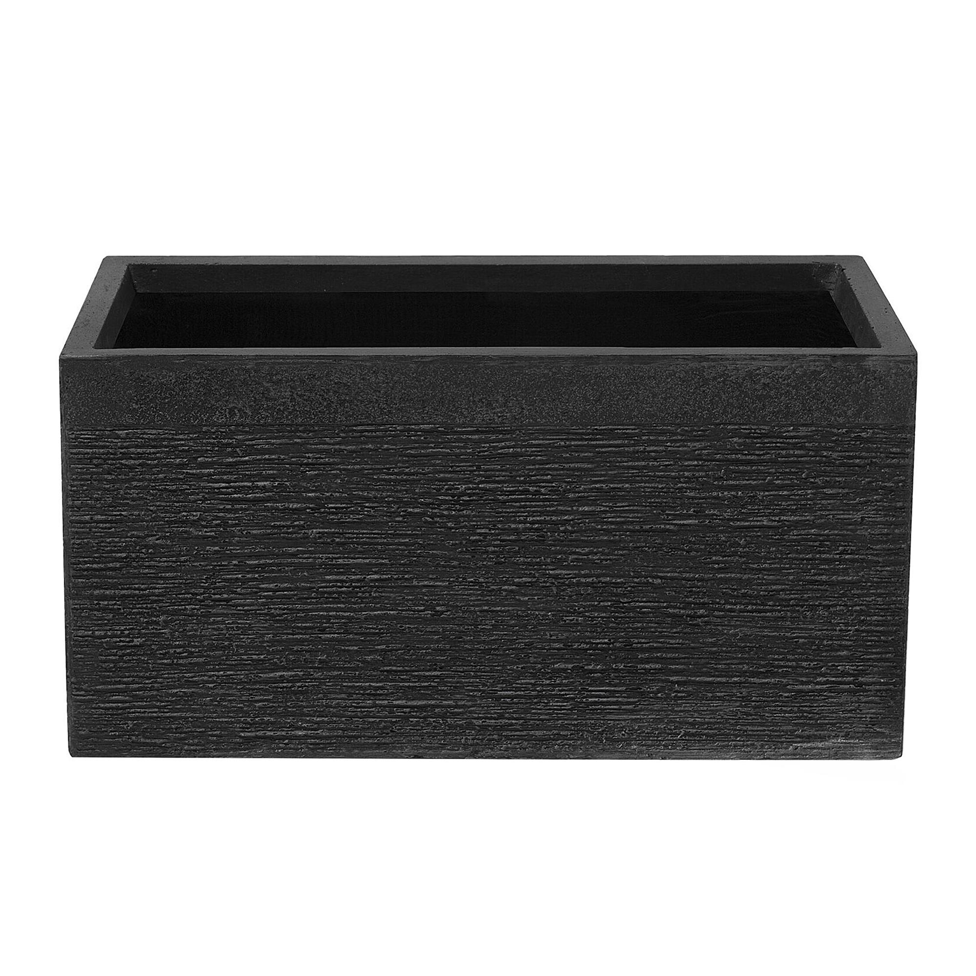 BLUMENTOPF Schwarz rechteckig 60/29/30 cm Myra - Schwarz, Naturmaterialien (30cm) - Beliani