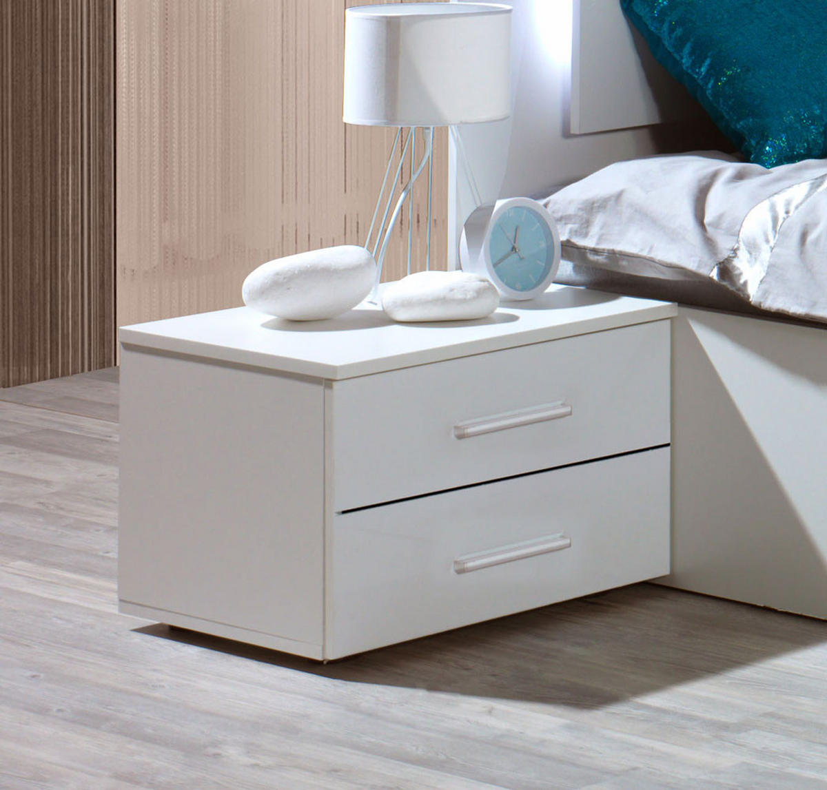 NACHTKONSOLEN 2ER SET weiß Hochglanz je 46 / 40 / 33cm - Weiß Hochglanz/Weiß, Holz/Holzwerkstoff (46/33/40cm) - Feldmann-Wohnen