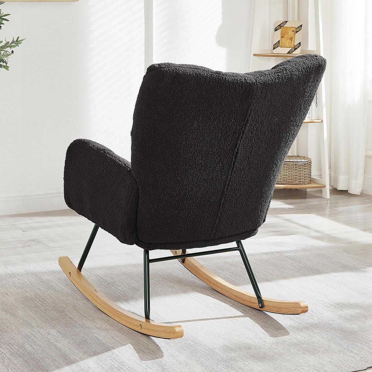 SCHAUKELSTUHL 69×89×101 CM, Skandinavisches Design, Dunkelgrau - Dunkelgrau, Textil (89/101/69cm) - KOMHTOM