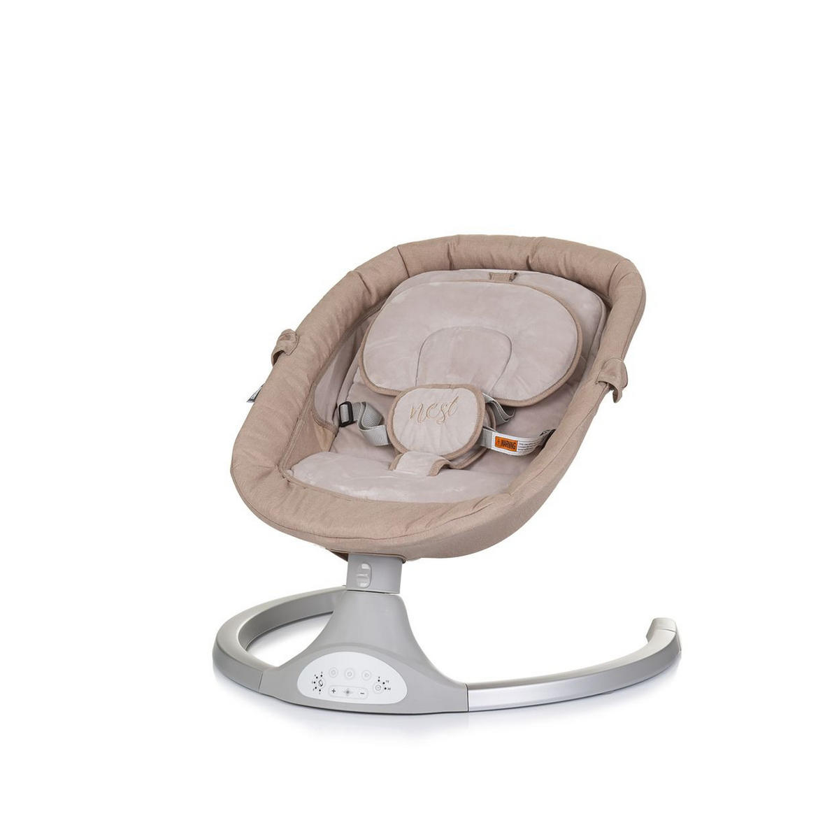 BABYWIPPE Nest beige Moskitonetz, Fernbedienung, 5 Schaukelgeschwindigkeiten, Kopfkissen - Beige, Metall - Chipolino