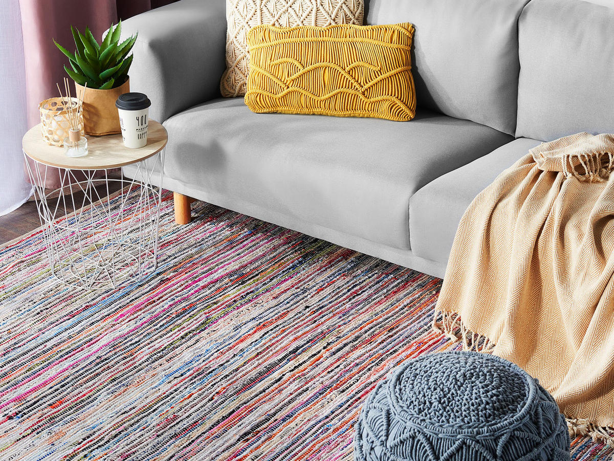 TEPPICH geflochten Mersin 200/140 cm - Multicolor, Textil (140/200cm) - Beliani